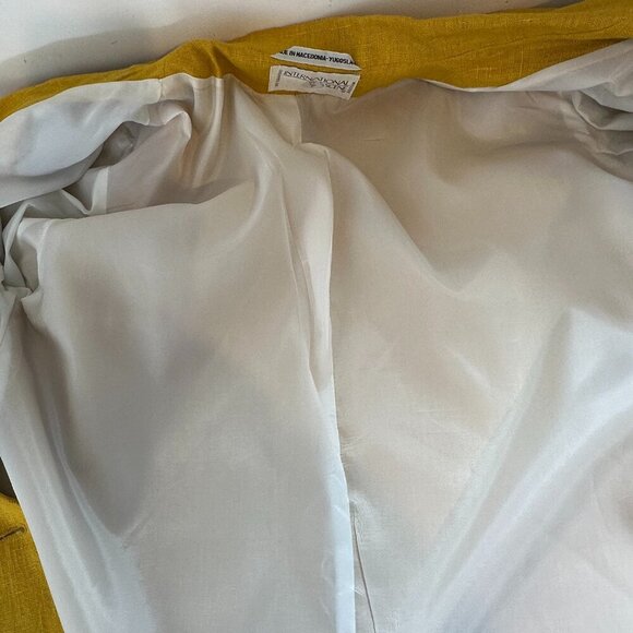 VTG International Scene Oversized Mustard Yellow Linen Blazer Women's Sz 15/16 - Picture 10 of 12